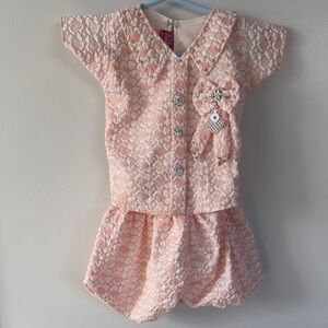 Pink heart print Baby Dress with Bow 12-18months